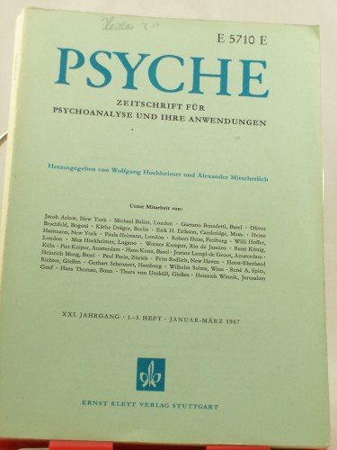 Artikelbild des Artikels “XXI/1-3, 1967, Jacques Berna ( Ich-Psychologische Deutungstechnik und.
Kinderanalyse “