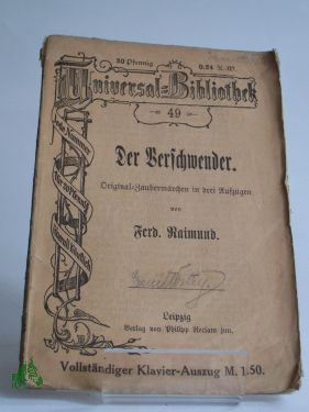 Artikelbild des Artikels “Der Verschwender : Orig. Zaubermärchen in 3 Aufz. “