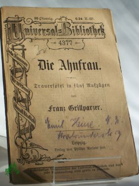 Artikelbild des Artikels “Die Ahnfrau : Trauersp. in 5 Aufz. / Franz Grillparzer “