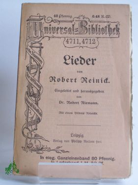 Artikelbild des Artikels “Lieder, Robert Reinick “