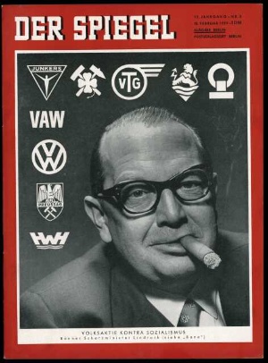 Artikelbild des Artikels “8/1959, Volksaktie kontra Sozialismus, Bonner Schatzminister Lindrath “