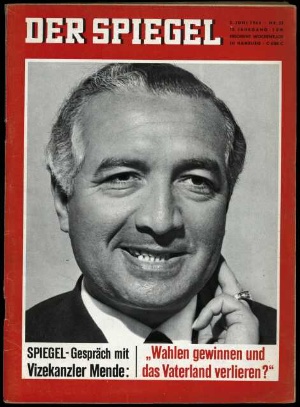 Artikelbild des Artikels “23/1964, Spiegel Gespräch mit Vize Kanzler Mende, Wahlen gewinnen und das Vaterland verlieren? “