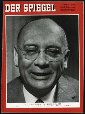 Artikelbild des Artikels “25/1958, Der Steuer-Mann auf kleiner Fahrt, Bundesfinanzminister Etzel “