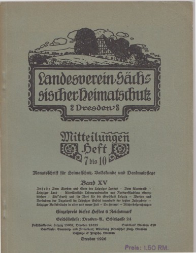 Artikelbild des Artikels “Mitteilungen Heft 7/10, Band XV, 1926 “
