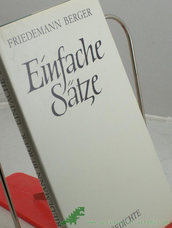 Product image 1 of the product “Einfache Sätze : Gedichte / Friedemann Berger ”