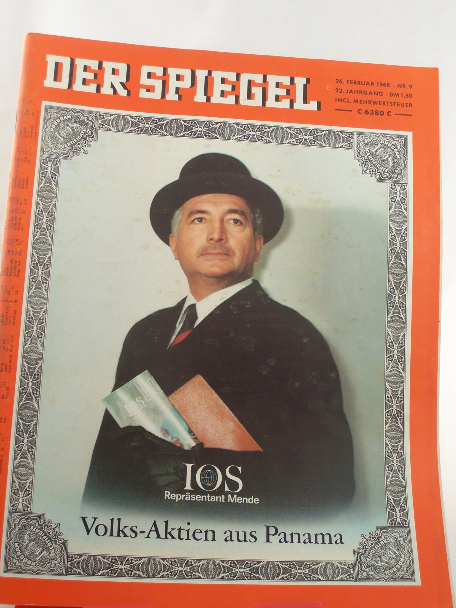 Artikelbild 1 des Artikels “9/1968, IOS Repräsentant Mende, Volksaktien aus Panama “