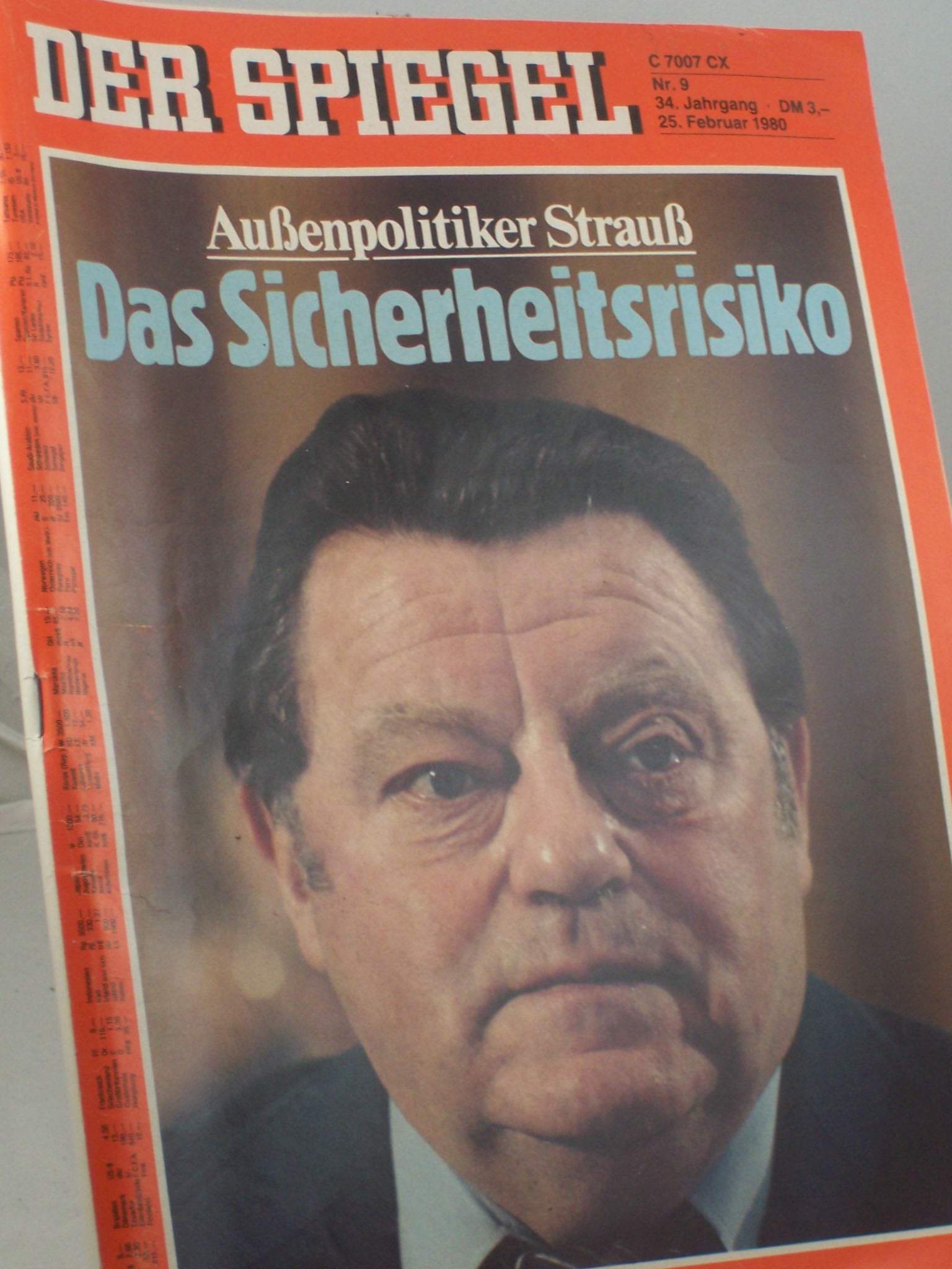 Artikelbild 1 des Artikels “9/1980, Das Sicherheitsrisiko, Außenpolitiker Strauß “
