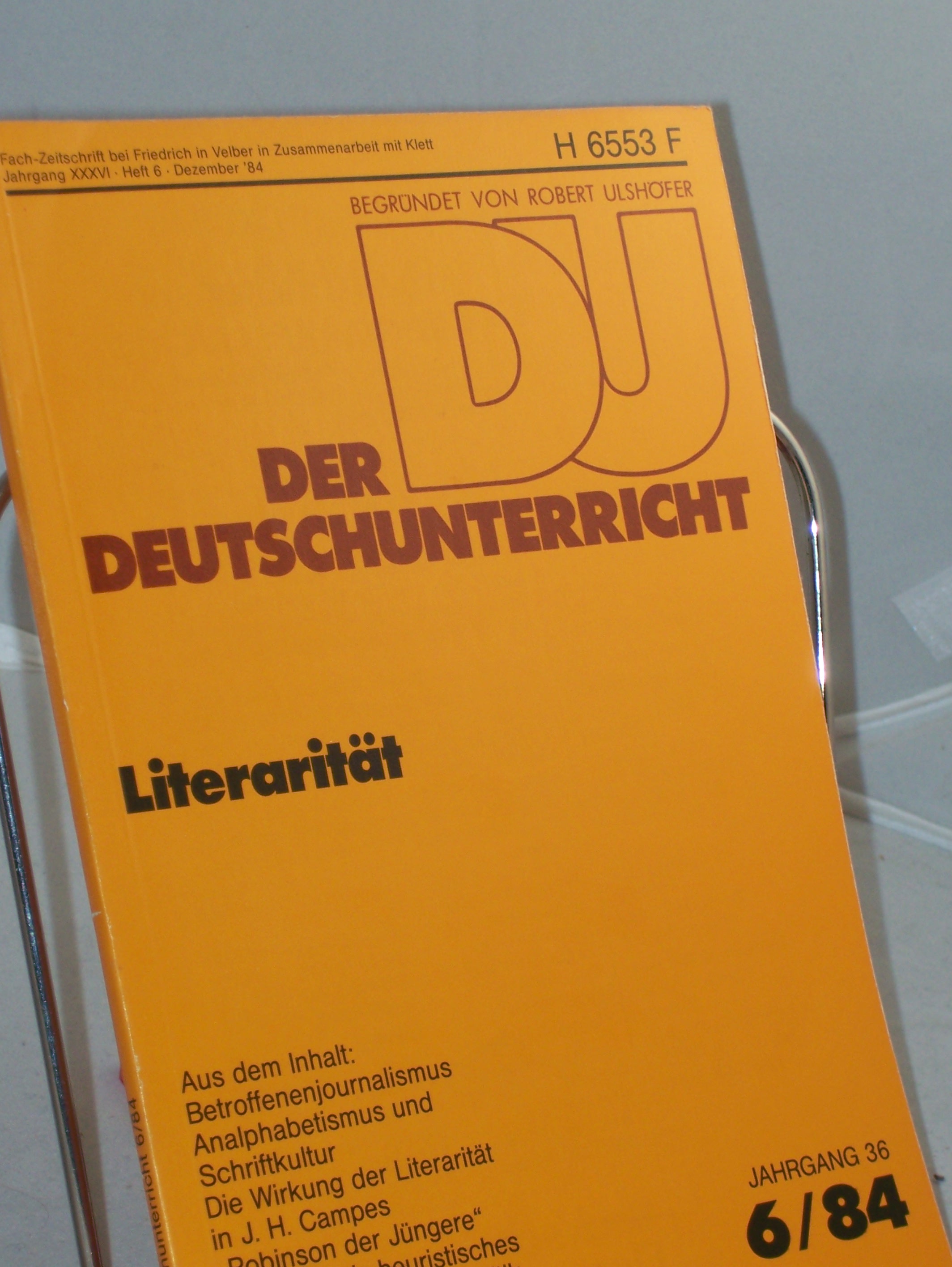 Artikelbild 1 des Artikels “6/1984, Literarität “