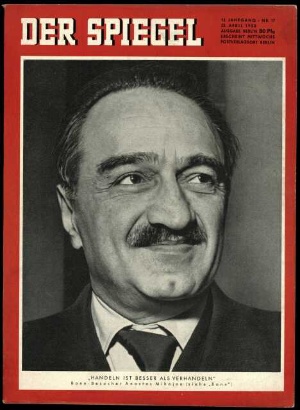 Artikelbild 1 des Artikels “17/1958, HANDELN IST BESSER ALS VERHANDELN; BONN BESUCHER ANASTAS MIKOJAN “