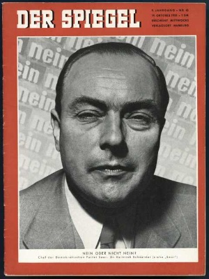 Artikelbild 1 des Artikels “43/1955, Nein oder nicht Nein? Chef der Demokratischen Partei Saar, Dr Heinrich Schneider “