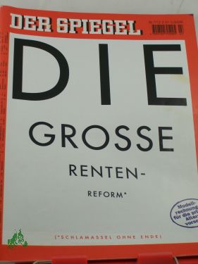Artikelbild 1 des Artikels “DER SPIEGEL 7/2001, Die große Rentenreform “