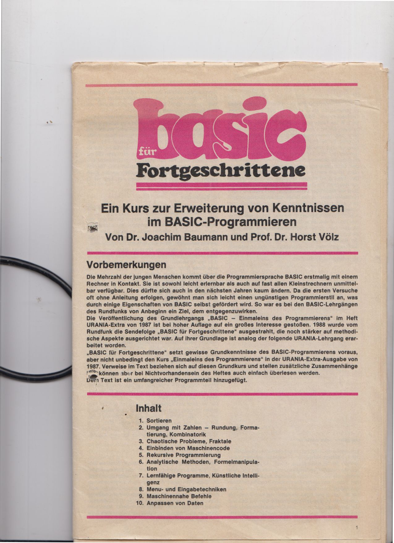 Artikelbild 1 des Artikels “basic für Fortgeschrittene, Ein Kurs zur Erweiterung von Kenntnissen im BASIC Programmieren “