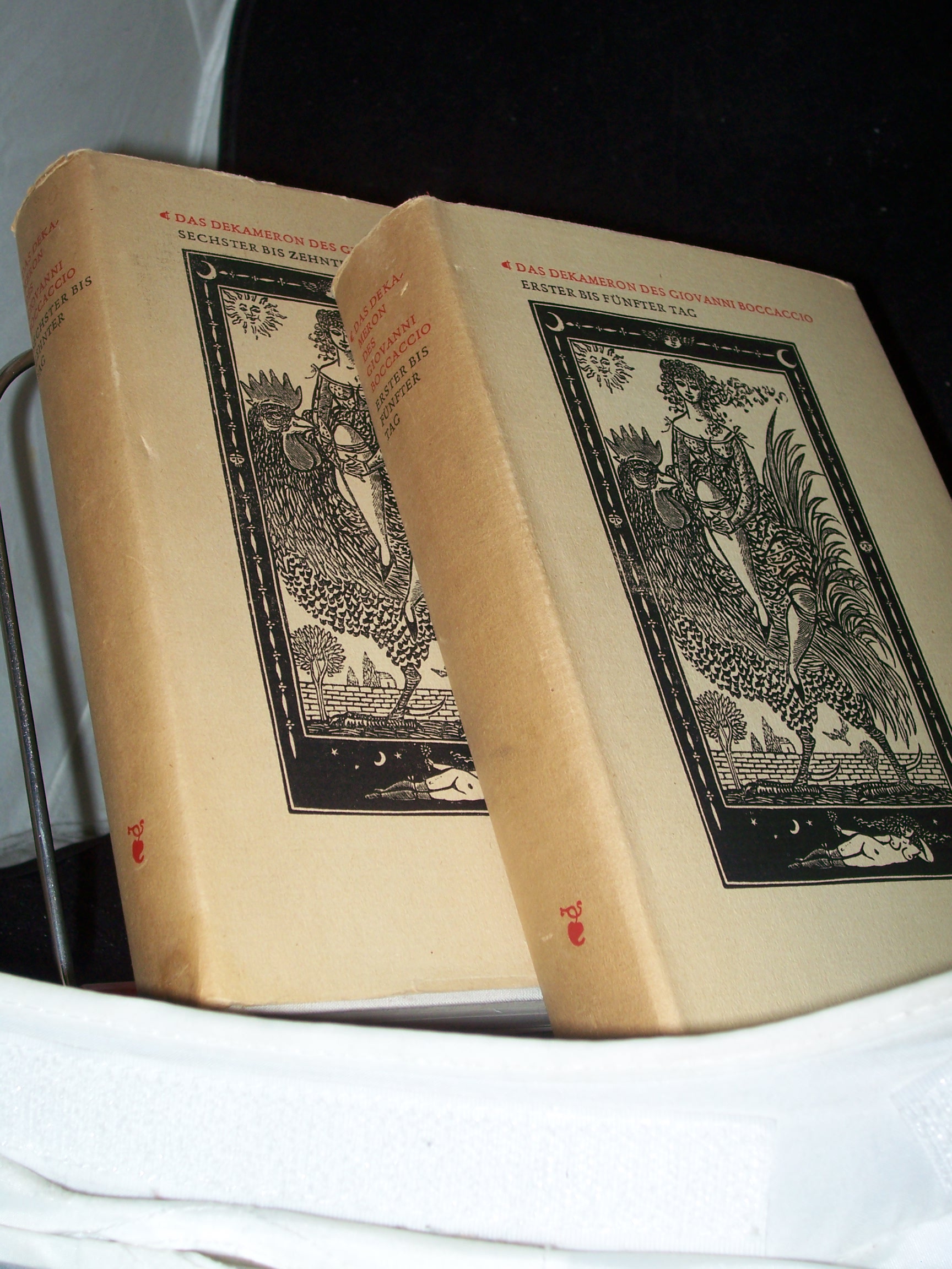 Artikelbild 1 des Artikels “Das Dekameron / Giovanni Boccaccio. Aus d. Ital. übers. von Ruth Macchi. Nachdichtung d. Verse d. ersten drei Tage von August Wilhelm Schlegel, d. Verse d. folgende Tage von Karl Witte “